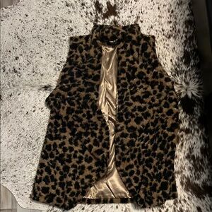 Leopard Print Faux Fur Vest